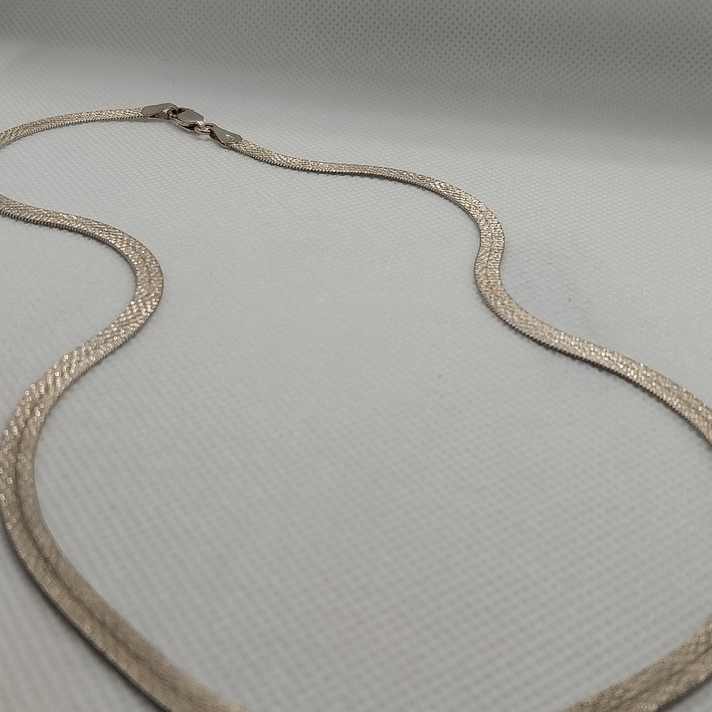 18" Silver Italian Embellished Herringbone Necklace
